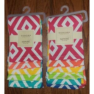 Set of 12 Kohls Sonoma Diamond Colorful Summer Fun 20"x20" 100% Cotton Napkins